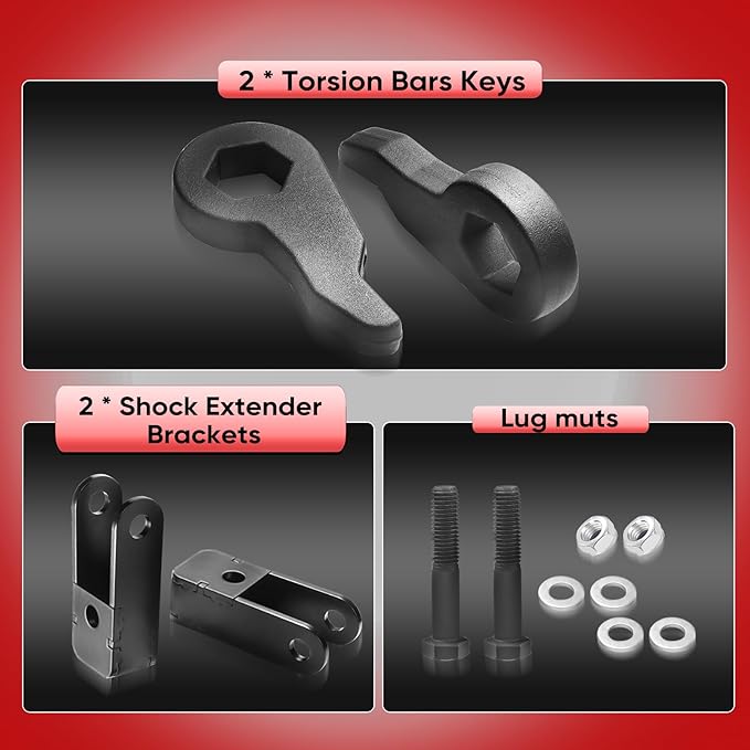 1-3 Inch Lift Leveling Kit - Lift Suspension Kit Compatible with 1999-2007 Chevy Silverado 1500 4WD, GMC Sierra 1500 4WD