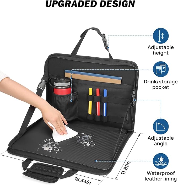 JOYTUTUS 3 in 1 Steering Wheel Eating Tray, Car Back Seat Laptop Desk, Multifunctional Office Bag, Car Work Table for Writing, Car Organizer for Kids, Commuters, Family