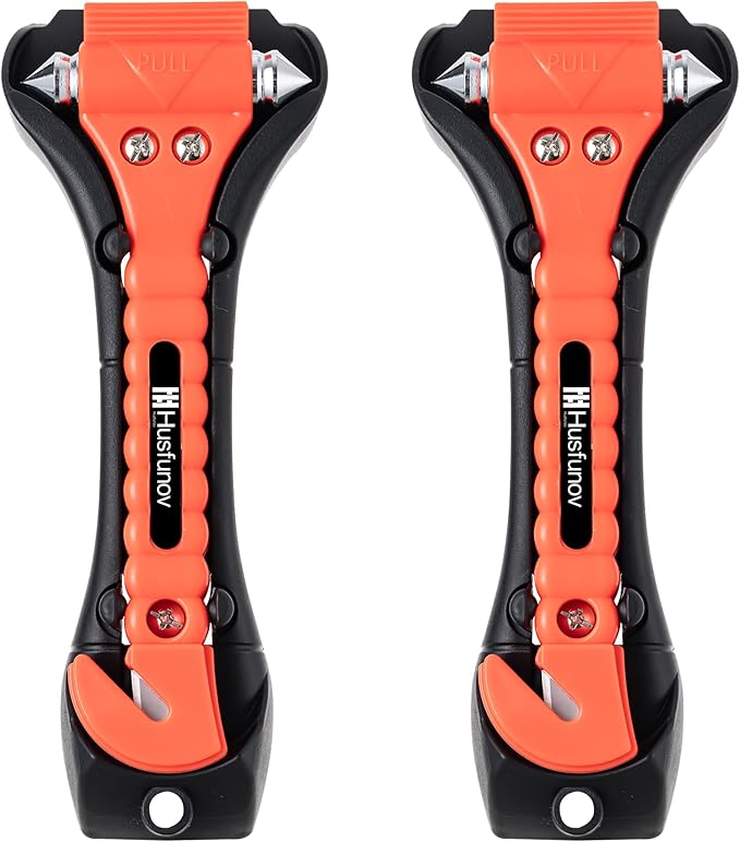Car Safety Hammer Set of 2, Auto Car Escape Tool, Car Window Glass Hammer Breaker and Seat Belt Cutter Escape 2-in-1 Tool, for Family Rescue and Auto Traffic Accident Emergency Escape