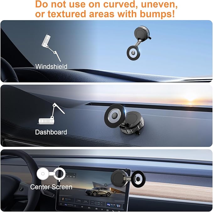 Magnetic Phone Holder for Car, 360° Adjustable Vacuum Car Phone Holder for Magsafe, 80+LBS Suction Phone Mount for Car Dash/Windshield/Screen, Phone Holders for Your Car for iPhone 17 16 15 14 13 12