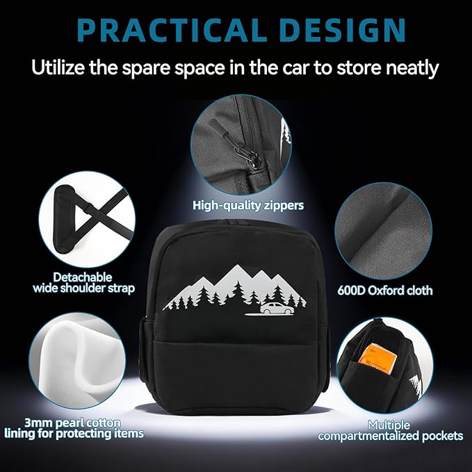 Trunk Organizer Multifunction Storage Backpack RAV4 Trunk Cubby Bag Organizer Oxford Cargo Side Pocket Bag for Toyota RAV4 2019 2020 2021 2022 2023 2024 2025 Car Interior Accessories, Black