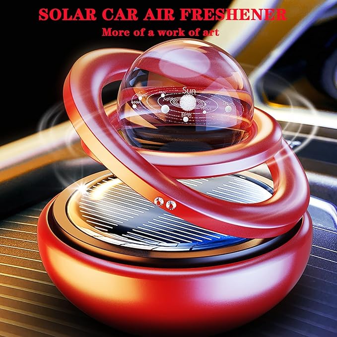 Kwak's Car Air Freshener Solar Energy Air Purifier for Car Interior Autorotation Decoration Accessories(red)