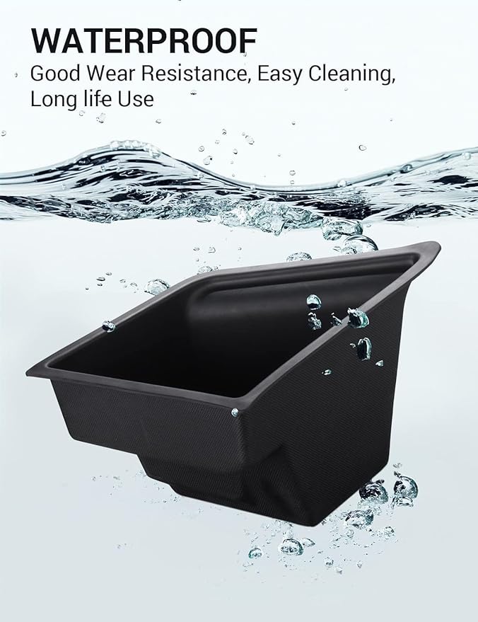 BASENOR 2023 2022 2021 Tesla Model 3 Trunk Storage Bin, Trunk Organizer with Carpeted Lid, Waterproof Rear Trunk Side Storage Box for Model 3 Interior Accessories (Not Fit 2024 2025 Model 3)