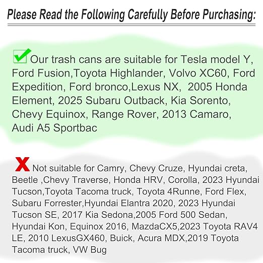 Accmor Car Trash Can with Lid, Leakproof Vehicle Garbage Organizer Holder Bin with 60 Pcs Trash Bags, Mini Auto Dustbin Interior Accessories Storage Container for SUV, Office, Home