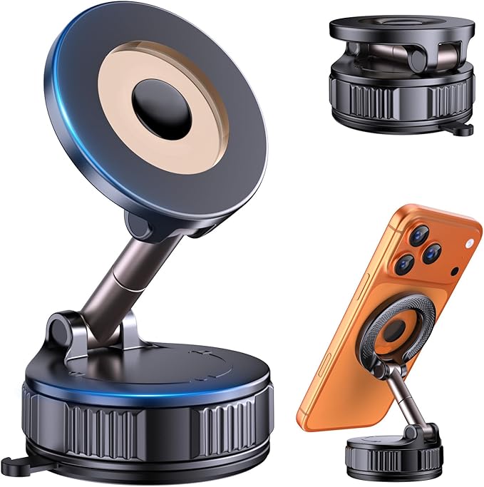 Vooii Car Phone Holder for Magsafe (130+LB Strongest Ever Suction & 3000gf Magnetic) (360° One Hand Adjustable) Car Phone Mount, Phone Holders for Your Car for iPhone 17 Pro Max 16 15 14 13 12 Plus