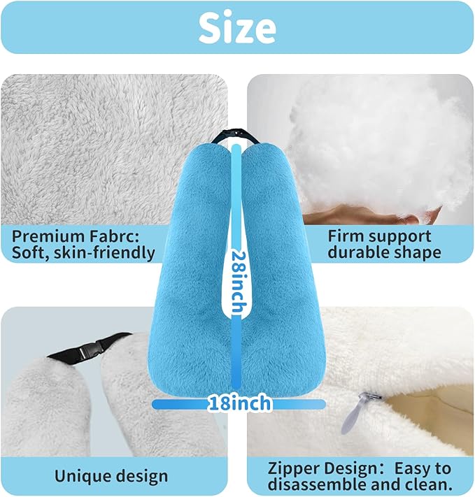 Travel Pillow, Car Pillow for Kids, Car Seat Pillow for Adults, Travel Pillow for Kids with Adjustable Strap, Support Head and Neck on Road Trips, Long Car Ride Essentials, Blue