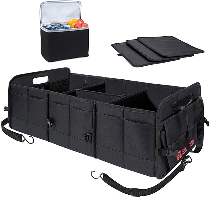 AUTOARK Multipurpose Car SUV Trunk Organizer with Removable Insulation Leakproof Cooler Bag,Durable Collapsible Adjustable Compartments Cargo Storage,AK-100