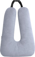Car Travel Pillow for Adults Kids, Comfortable Sleeping Pillow for Road Trips, Soft Support Cushion for Head and Body in Back Seat, Sleep Aid for Long Car Journeys, Gray
