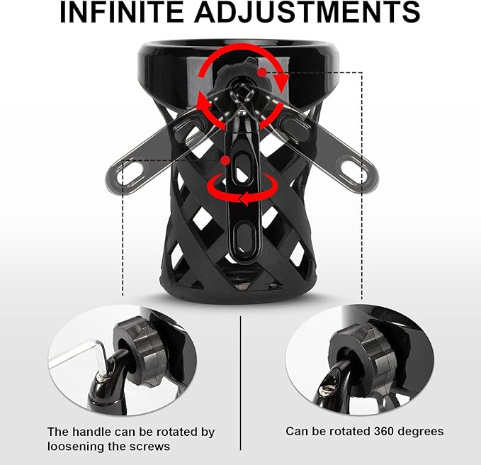 PSLER Motorcycle Drink Cup Holder Handlebar Mount Universal for Dyna Fat Bob Touring Road Glide Street Electra Glide Softail 1996-up Goldwing GL1800 2018-up (Black, 105mm)