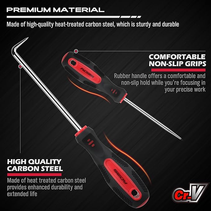 11-Piece Large Hook and Pick Set with Clip Removal Tool, Precision O-Ring Removal Kit for Automotive Mechanic and Electronic Maintenance Car Auto Oil Seal Mini Hooks