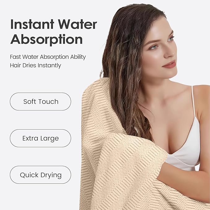 JML Microfier Bath Towels Set of 2, Large Microfier Body Towel for Adult, 30" x 60", Oversized, Soft, Super Absorbent, Fast Drying, Use for Sauna,Gym,Sport, Fitness, Yoga, Diamond Cross Grid Camel