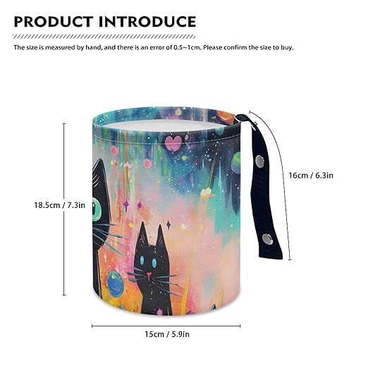 Small Trash Can for Car Cute Black Cat Galaxy Print Automotive Accessories for Interior Organizer Truck SUV RV Vehicle Home Office Small Portable Hanging Garbage Bags