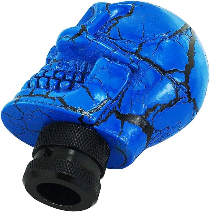 Abfer Car Gear Shifter Knob Skull Car Accessories Stick Shift Knobs with Black Pattern Fit Most Manual Automatic Vehicle (Blue)