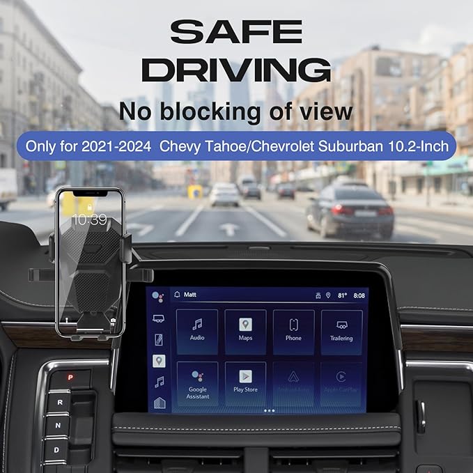 Car Phone Holder for 2021-2024 Chevy Tahoe/Chevrolet Suburban Accessories,Adjustable Suburban Phone Mount for 10.2-inch Screen,Hands-Free Ultra Stable Phone Stand