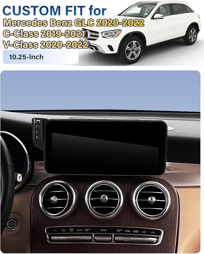 Phone Holder for Mercedes Benz GLC 2020-2022/C-Class 2019-2021/V-Class 2020-2022 Accessories 10.25-Inch Screen, Car Magnetic Phone Mount for MagSafe, Strong Magnets Fast Wireless Charger Phone Base