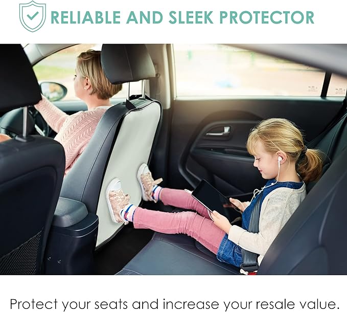 FH Group Faux Leather Auto Seat Back Kick Protectors, Heavy Duty Car Kick Mats for Kids –2-Pack Back Seat Protector for Driver and Passenger Seat, Waterproof Protection, Easy to Clean