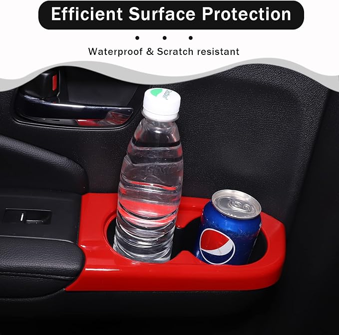 2PCS Car Rear Door Cup Holder Panel Frame Cover for Honda Pilot 2016-2022/ Passport 2019-2023, ABS Material Automotive 2nd Row Seat Cup Holder Cover Interior Accessories (Sport Red)