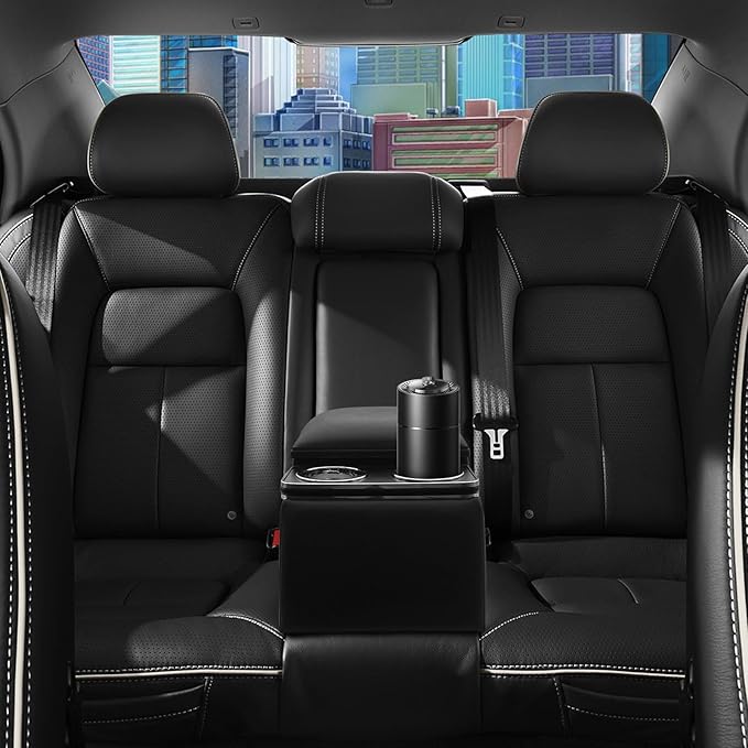 Universal Truck Seat Organizer, Black Storage Box with 2 Cup Holders, Armrest & Padded Lid for Car Organization - Fits SUV & Pickup