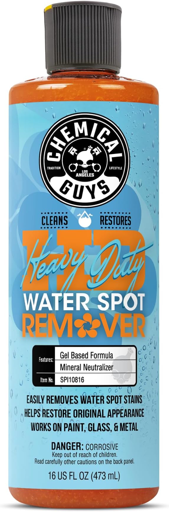 Chemical Guys Heavy Duty Water Spot Remover Gel for Paint, Glass, and Metal - Mineral and Water Spot Remover for Cars, Trucks, Motorcycles, RVs & More - 16 oz
