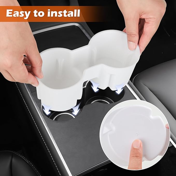 frani Center Console Cup Holder Designed for Tesla Model 3 2021-2023 Model Y 2021-2025,Tesla Interior Center Console Accessories White