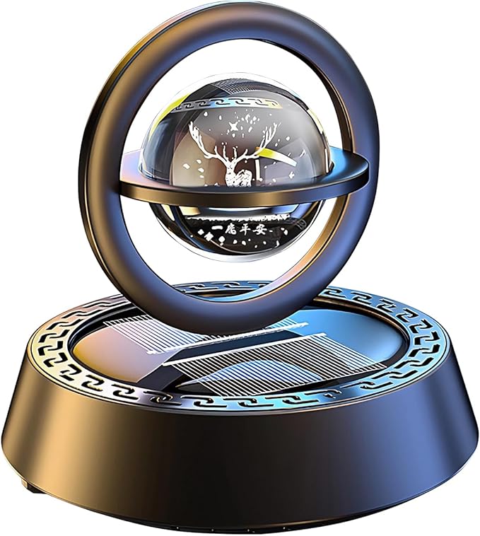 Kwak's Car Air Freshener Solar Energy Rotating Refillable Air Purifier for Car Interior Dashboard Autorotation Decoration Accessories (Black-1)