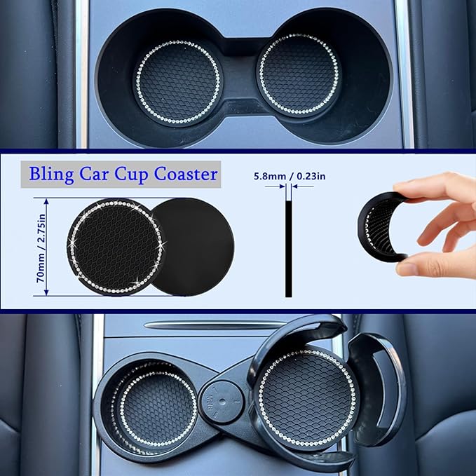 Car Cup Holder Expander, Cup Holder for Car Made of High Density Polymer with Piano Gloss Finish, Stable and Anti-Shake Design, Ideal for Commute, Road Trip