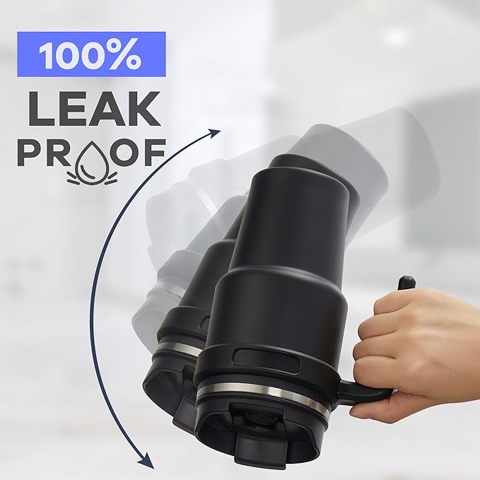 ALOUFEA 20 oz Insulated Coffee Mug Tumbler with Handle, Stainless Steel Travel Mug Tumbler with Lid and Straw,Double Wall Vacuum Leak Proof Ice Coffee Thermal Cup, Ocean Teal