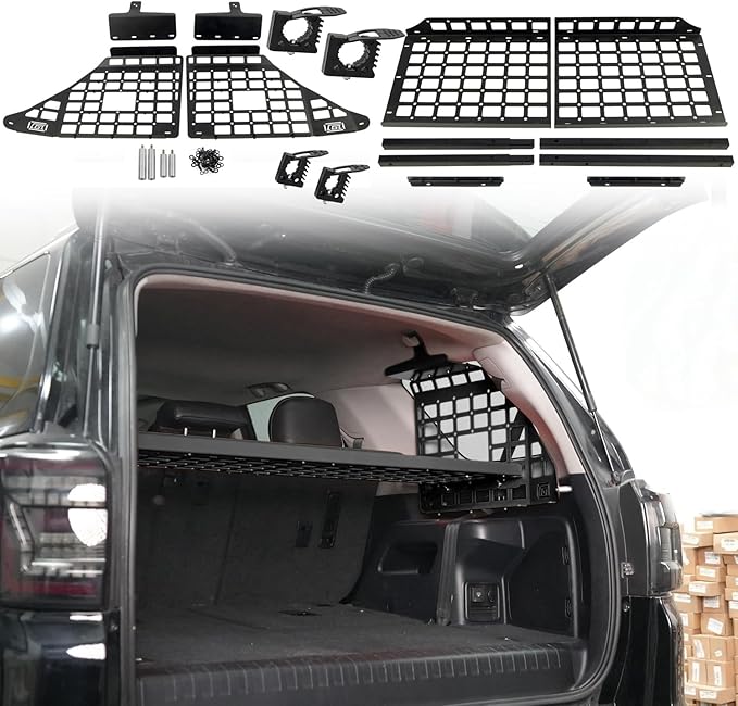 HIGH FLYING for Toyota 4Runner 2010-2024 Car Accessories Modular Storage Molle Panel System Trunk Shelf Luggage Carrier Cargo Racks Trunk Organizer Aluminum Alloy Whole Kit