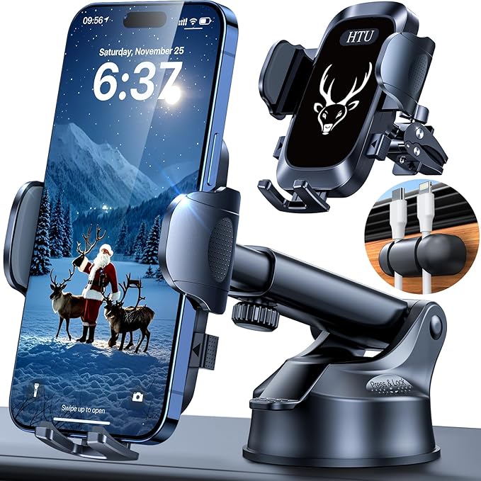 【98+LBS Strongest Suction & Military-Grade】Ultimate Car Phone Mount【Patent & Safety Cert】 Cell Phone Holder Truck Stand for Dashboard Windshield Vent for iPhone 17 Pro Max 16 15 Samsung,Graphite Black