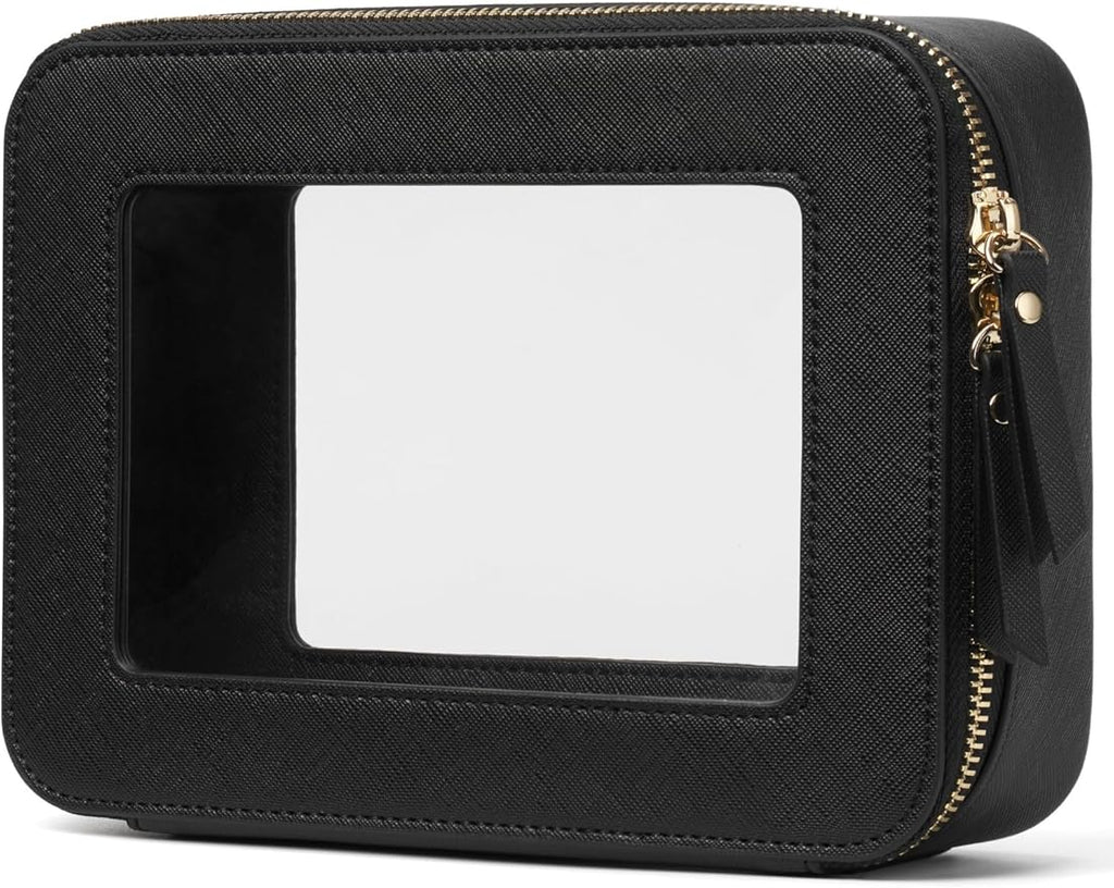 Popvibe Clear Makeup Bag Travel Cosmetic Case Transparent Toiletry Bag with Zipper, Portable Make Up Organizer Traveling Compact Car Bag for Essentials