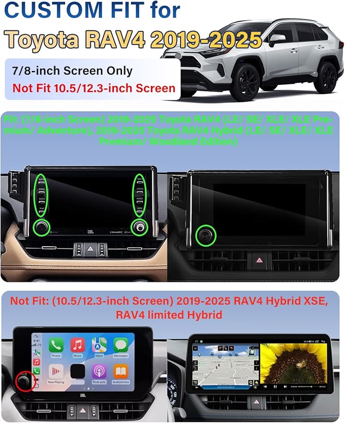 Car Phone Holder for Toyota RAV4 2019-2025 Accessories 7/8-Inch Screen Fixed Clip, Automobile Cradles Magnetic Phone Mount Compatible with MagSafe, Strong Magnets Cell Phone Base(Not Fit 9/10.5-inch)