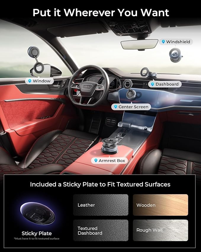 MRGLAS 2026 Upgraded Vacuum Magnetic Phone Holders for Your Car 360° Adjustable Absorption Magnetic Bracket 98LBS Magsafe Suction Cup Phone Mount for iPhone Car Truck Accessories for Men Women