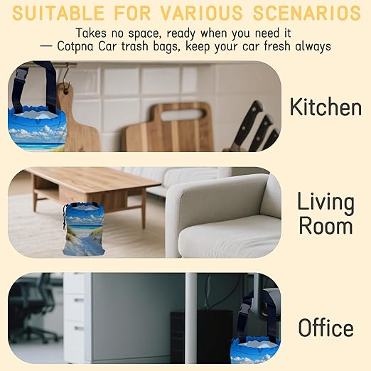 Summer Beach Car Garbage Bag, Compact 5.1L Canvas Trash Can with Drawstring Closure, Perfect for Cars, SUVs, RVs, and More