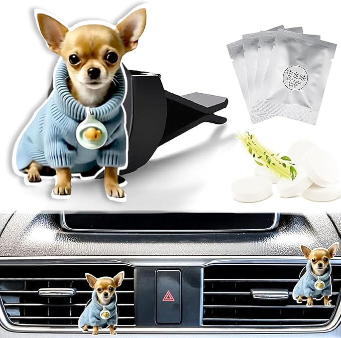 Cute Car Air Freshener Clips Dog Car Vent Clip Dog Cars Scents Cologne Air Conditioner Clip Auto Vent Interior Decoration Cars Accessories Dogs Loves Gifts for Men Women