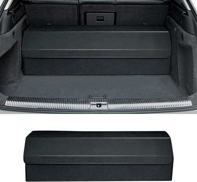Car Trunk Organizer for Honda CRV - Luxury Deerskin Suede | Collapsible & Anti-Slip Storage Bin with Multiple Compartments | Perfect for Road Trips, Camping, Family Travel