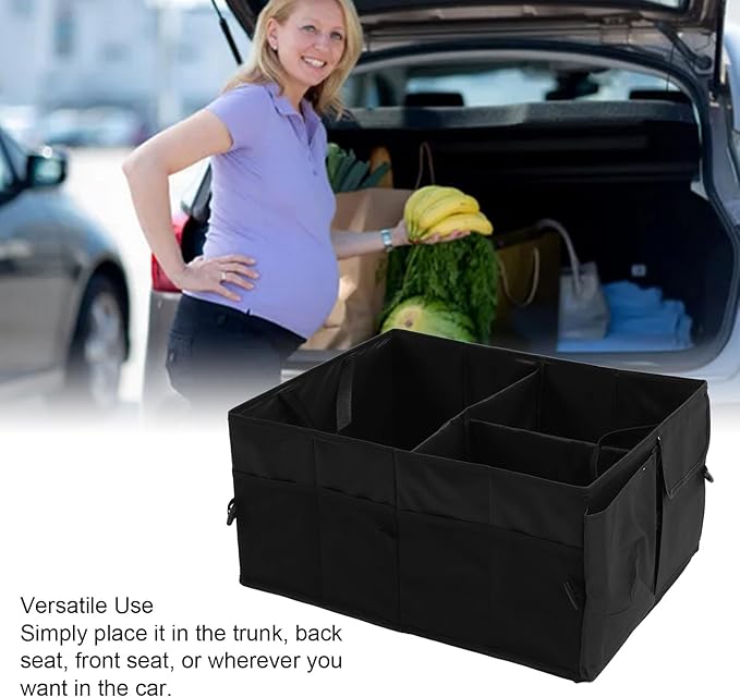 Car Trunk Organizer, Car Storage, Reinforced Handles, Flexible and Sturdy Trunk Storage Organizer for Vehicle - for Organizing Groceries, Tools, and Sports Equipment