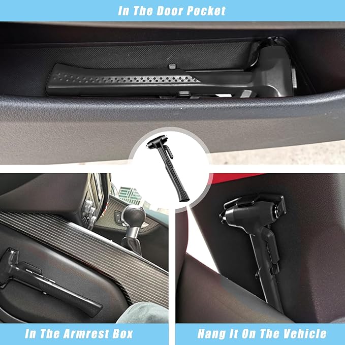 Car Window Breaker, Glass Breaker and Seatbelt Cutter, Emergency Car Glass Safety Hammer, Window Punch Seatbelt Cutter for Family Rescue & Auto Escape Tools(Black)