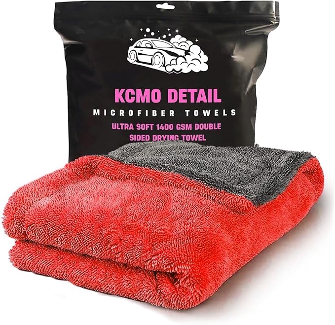 Car Drying Towel - 3ftx2ft XL-Popular Pick Among Detailing Pros - Red 1200 GSM Microfiber Accessory - Absorbs Over 8lbs of Water - Leaves No Streaks, Spots or Scratches-Dries an Entire Car