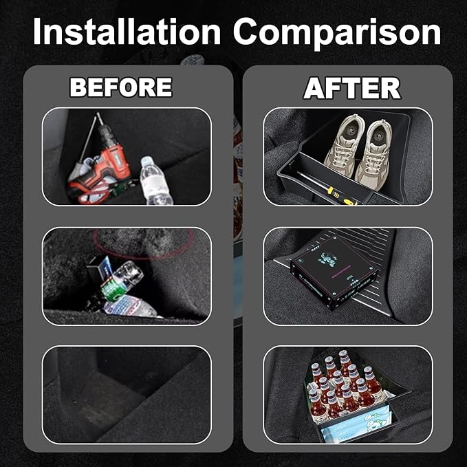 2Pcs Trunk Storage Bins for Juniper TPE Trunk Side Storage Boxes with Lids for Model Y Juniper (2025.03+)