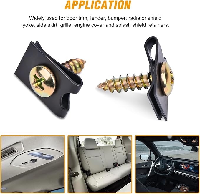 GOOACC 170Pcs Car U-Clip and Screw Assortment Kit 9 Different Sizes Automotive U Nut and Screw Clip Replacement Parts for Dash Door Panel Interior