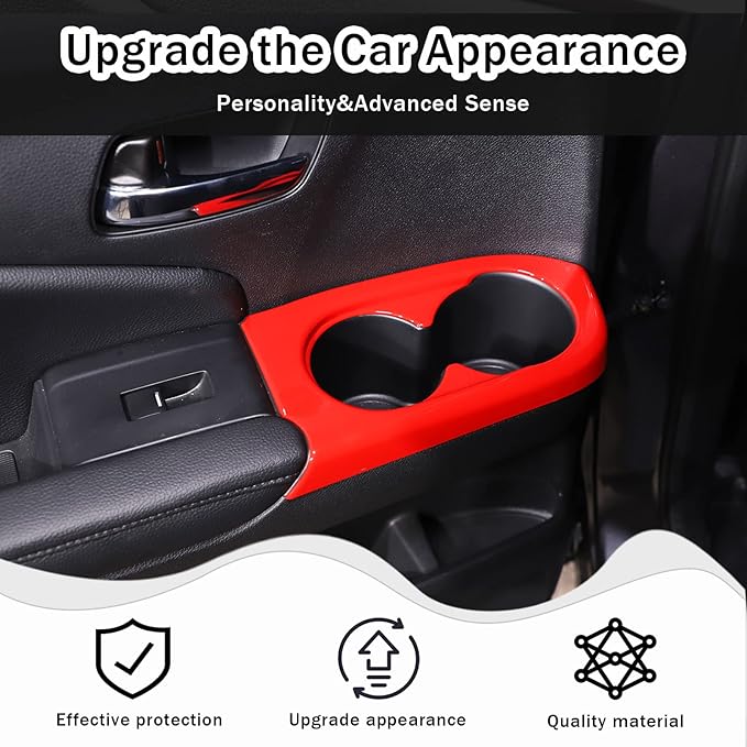 2PCS Car Rear Door Cup Holder Panel Frame Cover for Honda Pilot 2016-2022/ Passport 2019-2023, ABS Material Automotive 2nd Row Seat Cup Holder Cover Interior Accessories (Sport Red)