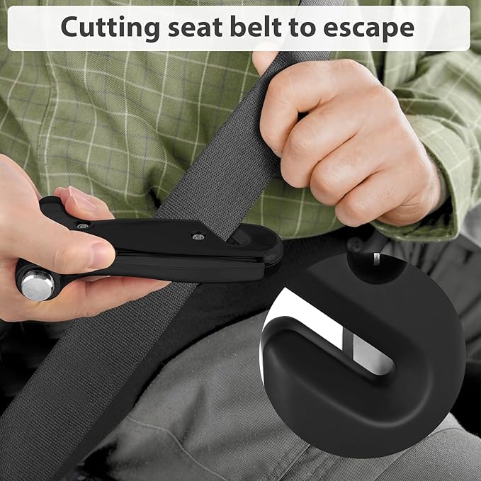 Car Safety Hammer, 3-in-1 Emergency Escape Tool with Window Breaker and Seat Belt Cutter, Safety Emergency Car Escape Tool for Car, Matte Black