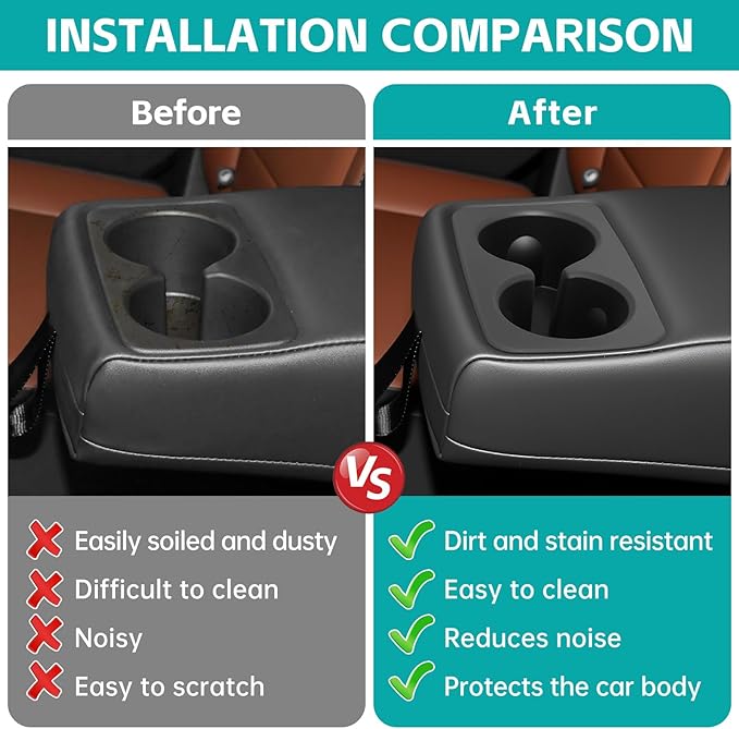 Rear Row Seat Cup Holder Organizer Compatible with 2022 2023 2024 2025 Ford Maverick Accessories, Noise-Free Water & Dust Proof Silicone Insert Drink Holder for 2022-2025 Maverick Accessories