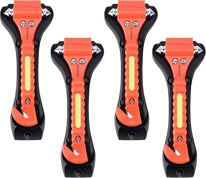 4-Pack Emergency Escape Hammer Seat Belt Cutter,Auto Car Safety Hammer with Window Glass Breaker，Escape Tool for Car Accidents