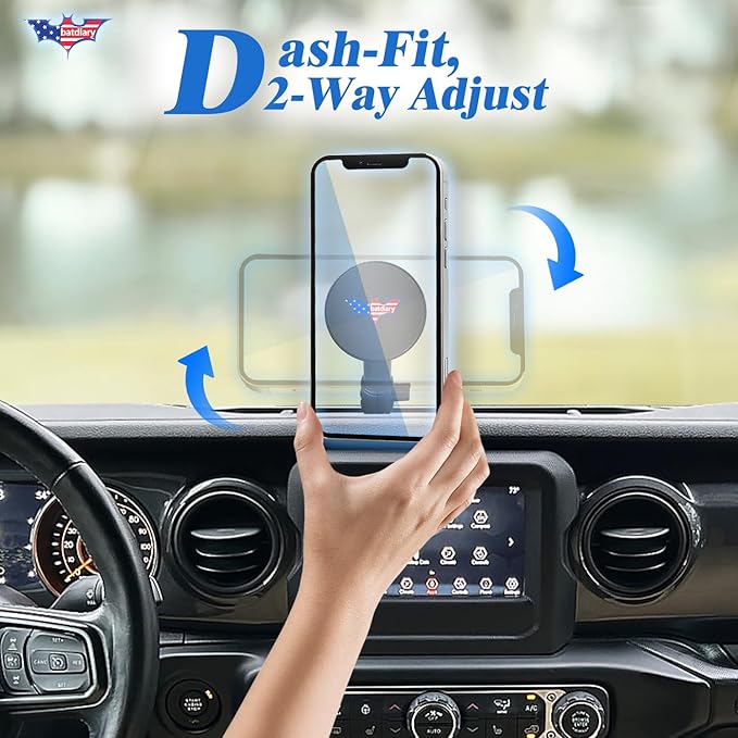 for Jeep Wrangler JL Magnetic Phone Mount Compatible with 2018-2023 Wrangler JL (NOT 4xe)｜2020-2023 Gladiator Accessories Metal Cell Phone Holder Dash Platform Mount