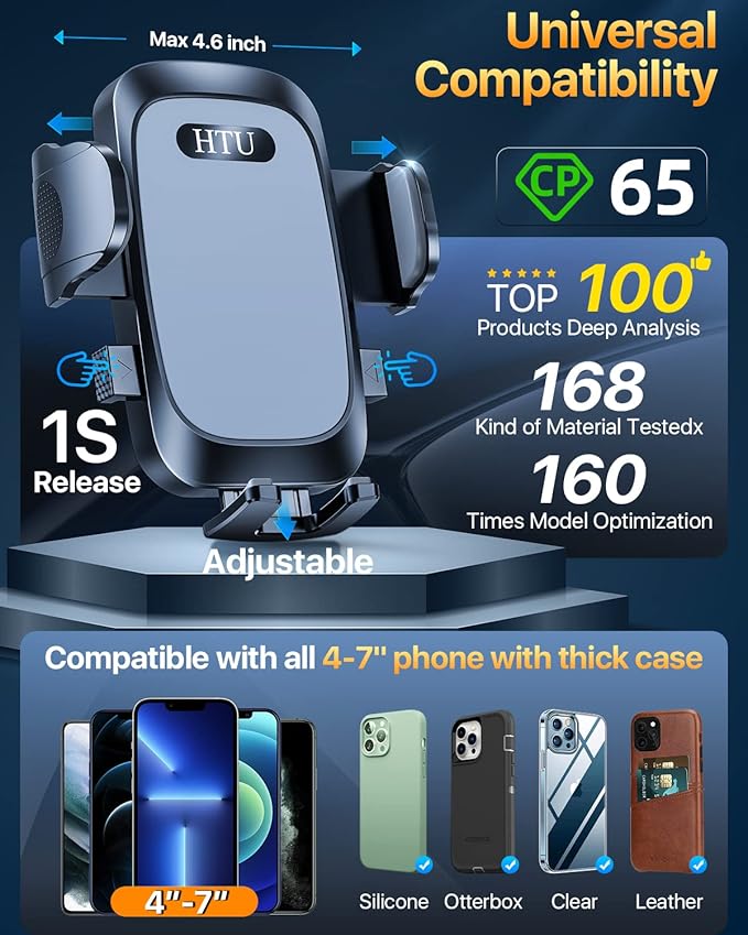 【98+LBS Strongest Suction & Military-Grade】Ultimate Car Phone Mount【Patent & Safety Certs】 Cell Phone Holder Truck Stand for Dashboard Windshield Vent for iPhone 17 Pro Max 16 15 Samsung (Light Grey)