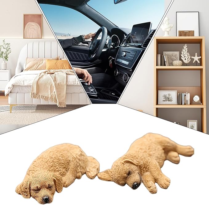 Dashboard Figurines for Car - Sleeping Dog Shape Table Decor,Auto Center Console Decor | for Office Home Daily Commuting Road Trips Ridesharing Sedans Bookshelf Nightstand Coffee Table