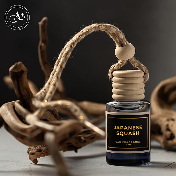 Inspired by Popular Squash Scent - Long Lasting Car Freshener - Lasts up to 60 days - Japanese Squash (Light Citrus Refreshing Scent) - A+ Scents Car Hanging Diffuser