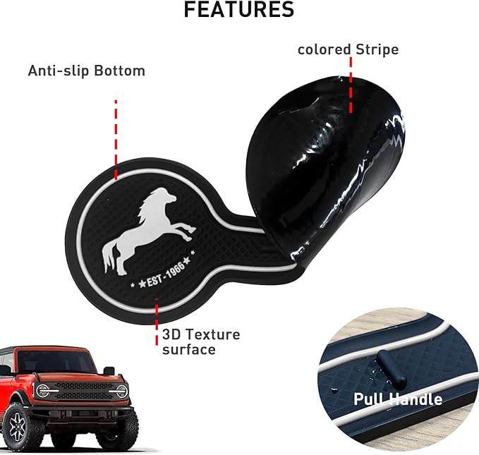 Car Cup Holder Coaster Compatible with Ford Bronco Offroad 2021-2025, Silicone Car Decorative Water Coaser, Bronco Car Accessories (White)