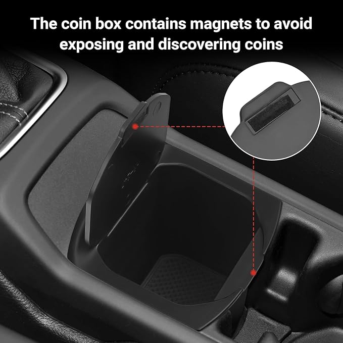 Center Console Coin Box Organizer for 2018-2024 2025 2026 Jeep Wrangler JL Gladiator JT Accessories Armrest Insert ABS Plastic Coin Holder Secondary Storage Box